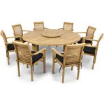 Exklusiv rund matgrupp utemöbler 180cm teak