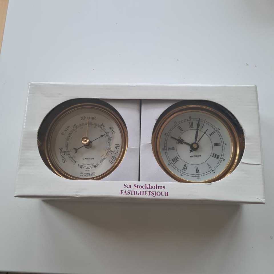 Barometer och klocka mässing ...