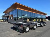 Hakarps - 38 tons LVX vagn med tipp, skjut boggie och flak