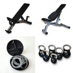 Träningsbänkar, kettlebells & hopprep