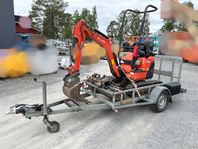 Grävmaskin & trailer Kubota U10-3 side lever & Bålsta släpet