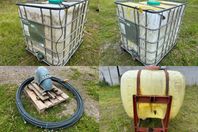 IBC-tank 2 st, Bevattningspump till djur & Vattentank