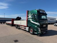 Volvo FH 6x2 500hk bakmonterad kran + Kelberg 4-axl Släpvagn