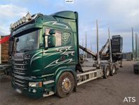 Timmerbil Scania R580 6X4 med kran och släp