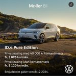 Volkswagen ID.4 KAMPANJ PRIVATLEASING ID.4 PURE fr. 3895:-