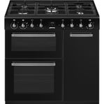 SMEG 90cm Gasspis 3st el-ugnar Blanksvart 40%