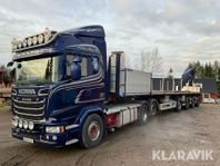 Lastbil Scania R730 med krantrailer Hiab 377