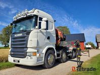 SCANIA R480 5-axlig Lastväxlare stor Palfinger kran jibb