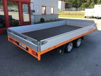 Kraftig flaksläp 4x2 m 3500 kg uthyres