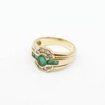 Ring Guld 18K Med diamanter och Gröna stenar