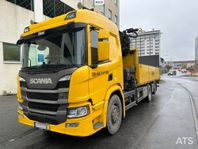 Brädgårdsbil Scania P410 Euro 6 med bakgavellyft