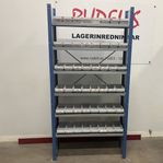 Lagerhylla begagnad med lagerlådor