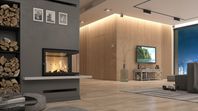 Design eldstad Insatskamin hörna