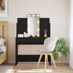 vidaXL Sminkbord med LED svart 96x40x142 cm (SKU837893)