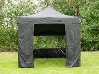 Snabbtält FleXtents Basic v.3, 3x3m svart, inkl. 4 sidor