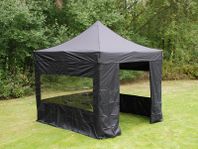 Snabbtält FleXtents PRO 3x3m svart, inkl. 4 sidor
