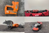 Spikpistol, Giraffslip, Kapmaskin, Betongslip & Glättare mm