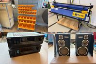 Sortimentshylla med lådor, Plastbockningsmaskin m.m