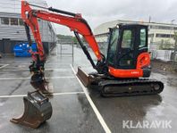 Grävmaskin Kubota U55-4 med rotator & 2 skopo