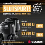 Jubileumskampanj på Suzuki 50 o 60 hk med 7-års garanti!