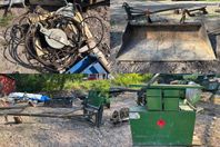 Taljor med lina, Skopa, Kranarm, Dieseltank & Kompressor