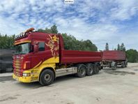Tippbil Scania R500 med sidotipp och ORY T 10 Tippsläp