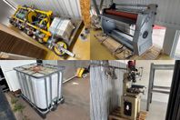 Vaccumlyft, Rullaminator, Vattentank, Fräs, Elpanna m.m