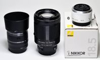 Nikon 1 70-300, 18,5, 30-110, 10/2,8