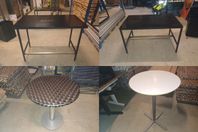 Ståbord 2 st, Svart bord 2st & Metallbord