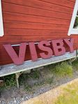 Skylt gamal i plåt VISBY
