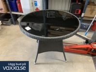 Svart konstrottingbord aluminium med svart glasskiva B669