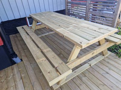 Robust bänkbord av tryckimp.virke