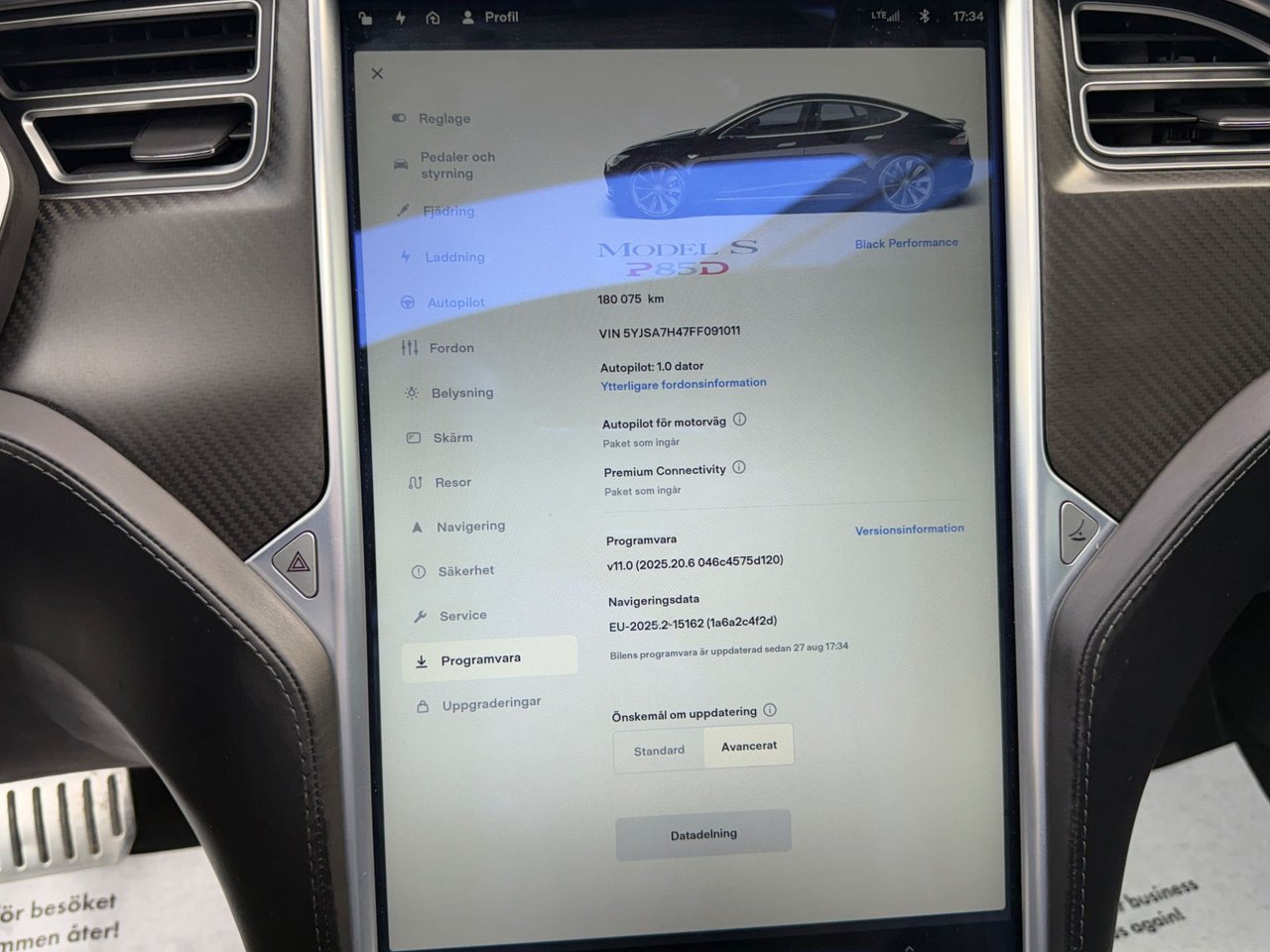 Tesla Model S P85D, 511hk, 2015