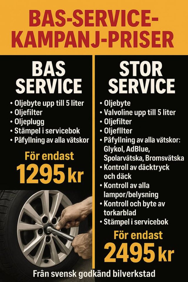 Kampanj pris Bilservice Endas...