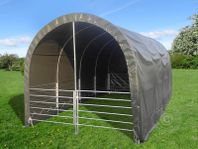 Vindskydd för djur 3x6x2,8m, PVC, grön - båghall