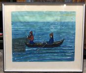 Akvarell, Motiv med fiskare, oidentifierad konstnär