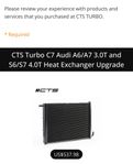 CTS Turbo C7 Audi A6/A7 3.0T and S6/S7 4.0T Heat Exchanger U