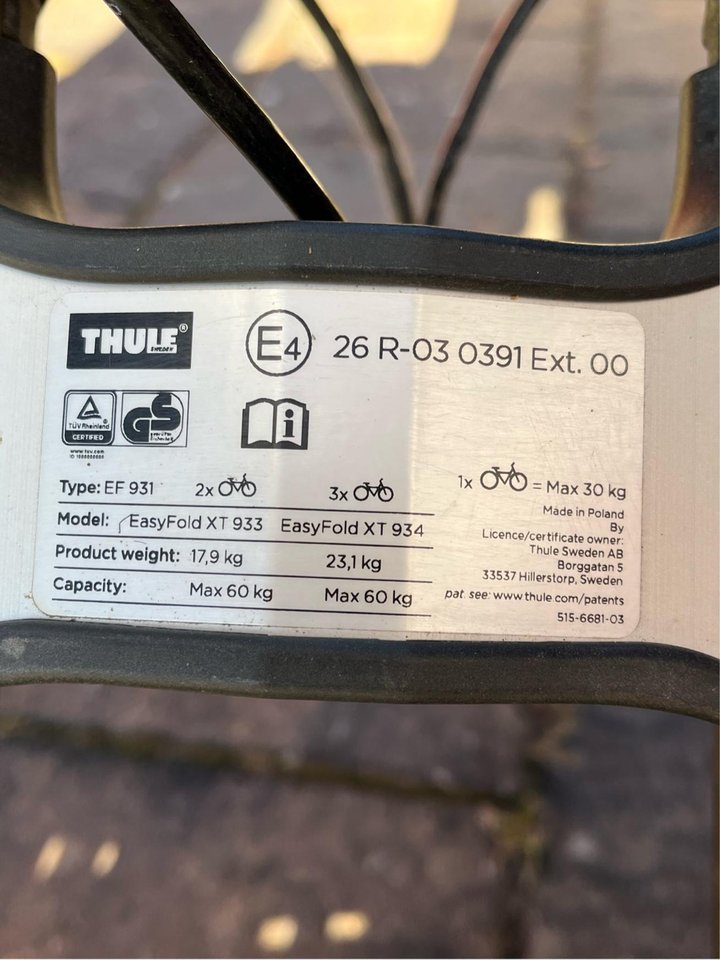 Thule cykelhållare för elcyklar 