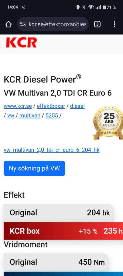 KCR box till VW diesel 204hk