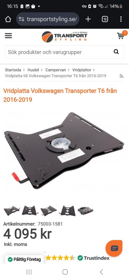 Vridplatta för passagerarstol