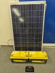 Kit: Solpanel 100W + regulator och 2 x 95Ah AGM batteri 