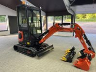 Fabriksny minigrävare  2 ton - tilt, snabbfäste & skopor