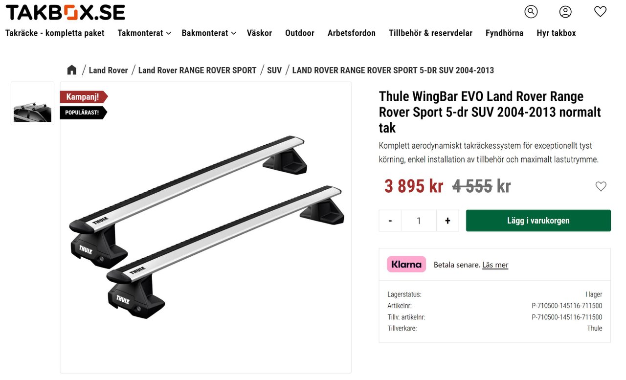 Takräcke Thule WingBar Evo 15...