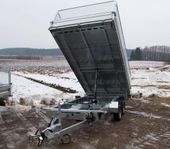 Humbaur 3500kg 2-axlar 3-vägs el tipp entreprenadsläp