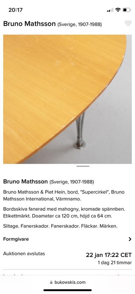 Bruno Mathsson bordsskiva