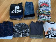 Hoodies, t-shirts, vindjacka, pyjamas, jeans strl 146/152