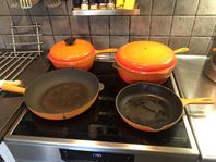 Le Creuset grytor och stekpannor sats. 