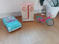 Barbie - cykel, bil och garderob 