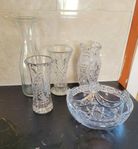 glas/kristall skål, vaser och karaff/vas