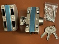 Lås för glasdörrar med 3 nycklar låsvred på insidan